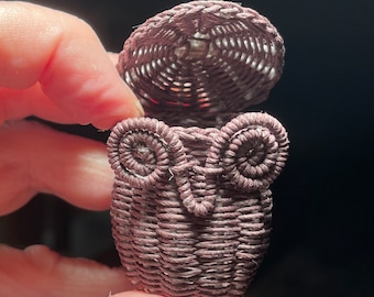 Miniature Handwoven Owl Basket