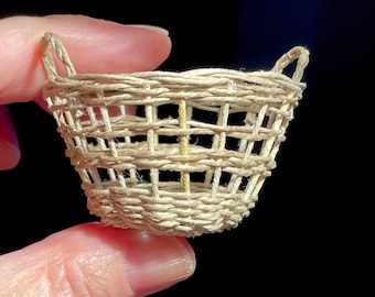 Miniature  Handwoven Wicker Laundry Basket