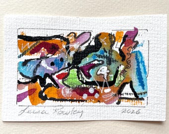Original ACEO Abstract, mixed media