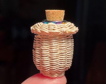 Miniature Demijohn with Iridescent Glass Bottle
