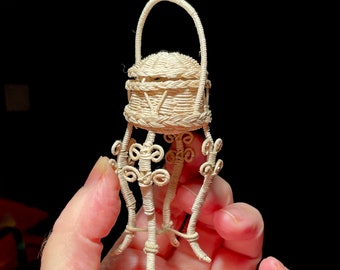 Miniature sewing basket handwoven
