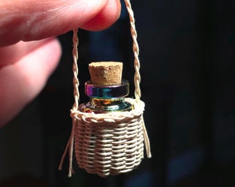 Miniature Demijohn with Iridescent Glass Bottle