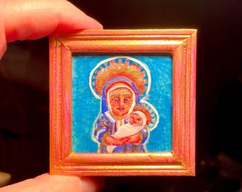 Miniature Icon of Mary and Baby