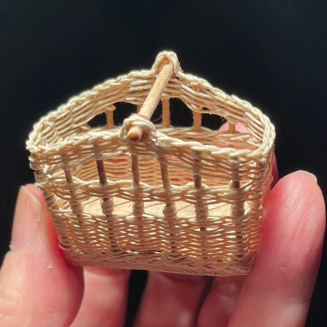Wooden Handle Fancy Weave Miniature Basket Etsy