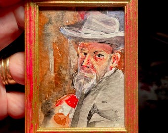 Original Miniature portrait painting for dollhouse framed