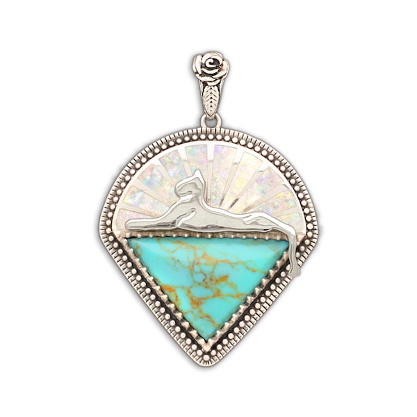 Grateful Dead Cats Under the Stars Pendant | Turquoise / White Opal