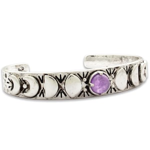 Moon Phases Cuff Bracelet | Amethyst