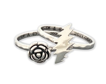 Grateful Dead Crazy Fingers Stacking Rings - Silver