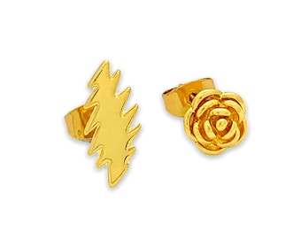 Grateful Dead Scarlet Fire Stud Earrings - Gold