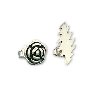 Grateful Dead Scarlet Fire Stud Earrings - Silver