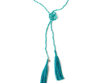 Tassel Lariat Necklace | Turquoise