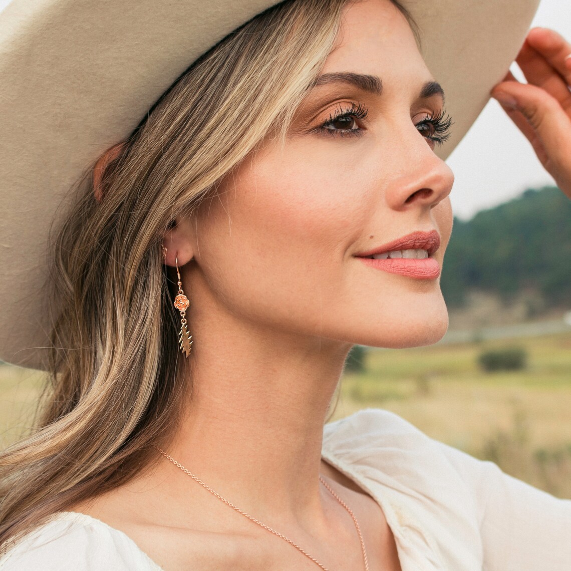 Grateful Dead Delilah Jones Earrings Rose Gold Etsy UK