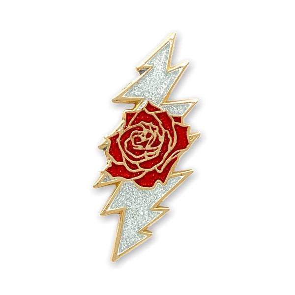 Rose & Bolt Logo Pin | Gold / Sparkle