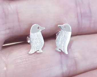 Silver Studs-Silver Stud Penguin-Sterling Silver Penguin Earrings-Earstuds-Penguin Jewelry-Pinguin Ohrringe-Schmuck-Argent-Plata-Penguin