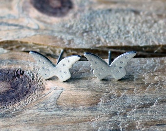 Silver Studs-Silver Butterfly Earrings-Sterling Silver Butterfly Earrings-Butterfly Studs-Gift Idea-Schmetterling Ohrringe-Schmuck-Plata