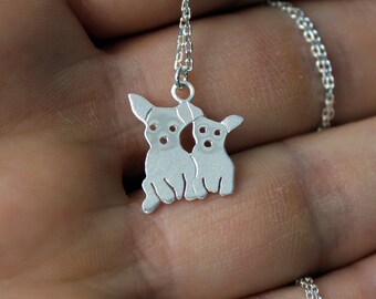 Silver Dog Necklace-Dog Jewelry-Animal Jewelry-Sterling Silver Dog Necklace-Dog Pendant-Gift Idea-Schmuck-Pendentif Argent-Halskette-Joyeria