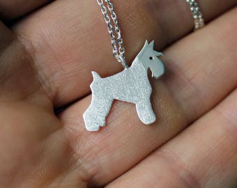 Schnauzer Silver Necklace-Silver Pendant-Schnauzer Sterling Necklace-Schnauzer Jewelry-Gift Idea-Anhänger Hund-Pendentif Argent-Collar