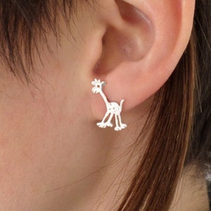 Silver Stud Giraffe Earrings-Sterling Silver Giraffe Earrings-Earstuds-Animal Jewelry-Giraffe Jewelry-Giraffe Ohrringe-Schmuck-Argent-Plata