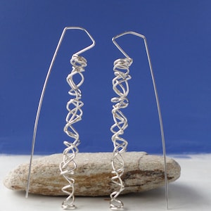 Silver Dangle Earrings-Silver Spiral Earrings-Silver Wire Earrings-Modern Earrings-Gift Idea-Ohrringe-Schmuck-Silber-Pendientes-Argent-Plata image 1