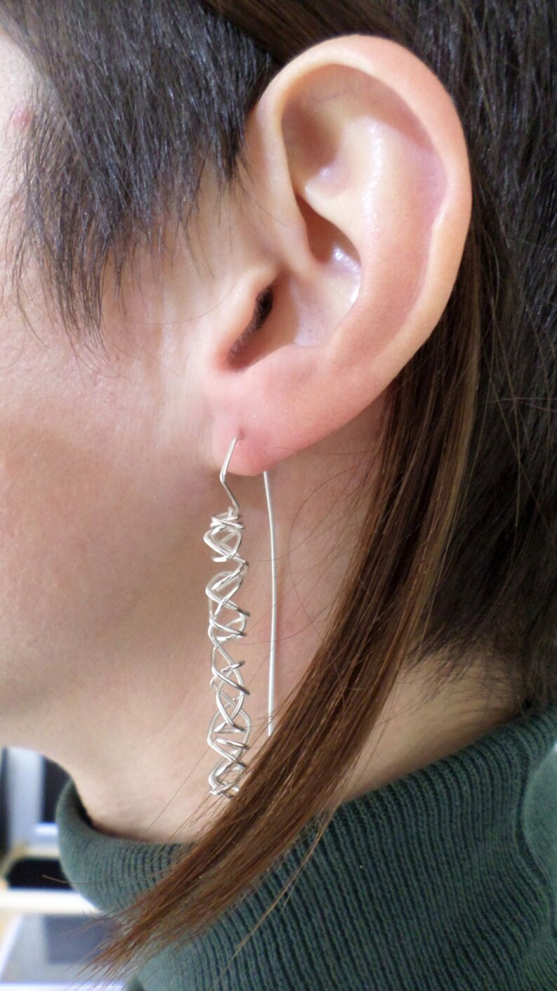 Silver Dangle Earrings-Silver Spiral Earrings-Silver Wire Earrings-Modern Earrings-Gift Idea-Ohrringe-Schmuck-Silber-Pendientes-Argent-Plata image 5
