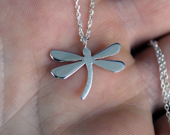 Sterling silver dragonfly necklace, everyday jewelry for girls, handcrafted