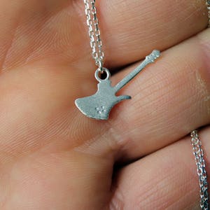 Silver Guitar Necklace-Sterling Silver Guitar Pendant-Music Instrument Jewelry-Silver Rock Music Instrument Jewelry-Musicial Themed Jewelry
