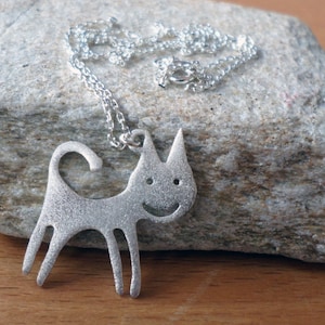 Silver Cat Necklace-Sterling Silver Cat Necklace-Pet Jewelry-Animal Jewelry-Cat Animal Pendant-Gift Idea-Katze Halskette-Joyeria-Collar-Gato