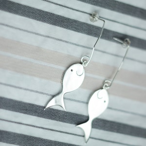 Silver Dangles Fish-Silver Fish Earrings-Silver Earrings-Sterling Fish Earrings-Animal Jewelry-Gift Idea-Fisch Ohrringe-Schmuck Silber-Plata