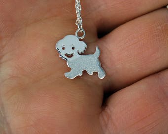 Bolognese Dog Necklace-Bolognese Dog Pendant-Dog Sterling Silver Necklace-Silver Animal Jewelry-Pet Jewelry-Anhänger Hund-Joyeria-Plata