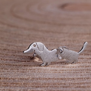 Sterling Silver Dachshund Stud Earrings-Silver Animal-Pet Jewelry-Dog Studs-Animal Earrings-Earstuds