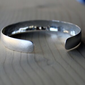 Pure silver hammered cuff bracelet, wide 999 solid silver bangle, bridesmade gift, everyday jewelry for girls, handcrafted image 5