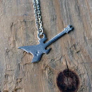 Silver guitar necklace-Sterling silver guitar pendant-Music instrument jewelry-Minimalist musician jewelry-Rock Music Necklace-925 Silver