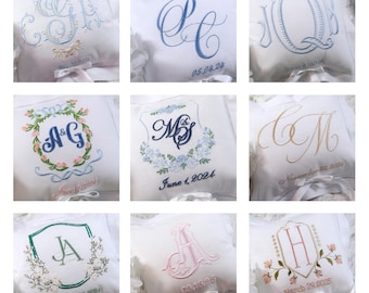 Ring Bearer Pillow, Monogrammed, Customized, Personalized, Wedding Accessory, Linen Fabric