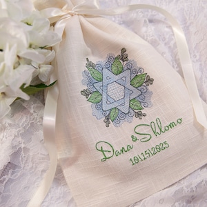 Wedding Glass/Smash Bag Monogrammed, Customized, Jewish Wedding Accessory, Linen and Satin