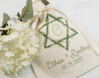 Wedding Glass/Smash Bag Monogrammed, Customized, Jewish Wedding Accessory, Linen and Satin