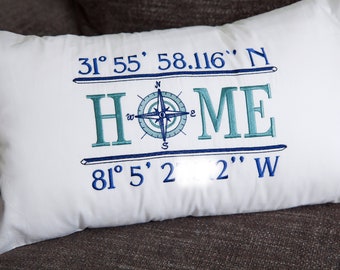 Embroidered Latitude-Longitude Decorative Pillow