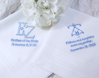 Bridal Gifting Bundle - Monogrammed Handkerchiefs, Pocket Square, Tie Tag