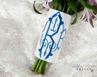 Bridal Bouquet Wrap Monogrammed, Customized in Satin or Linen