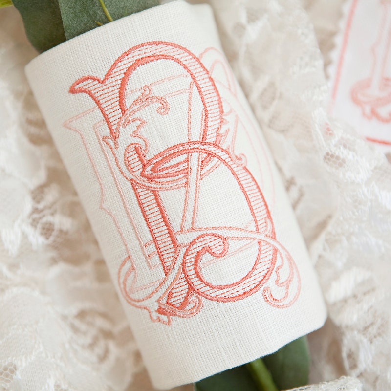 Custom Monogrammed Bridal Bouquet Wrap ~ 2-letter Monogram