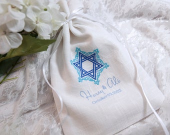Jewish Wedding Bundle - Monogrammed Glass/Smash Bag, Server Cloths, Dinner Napkins