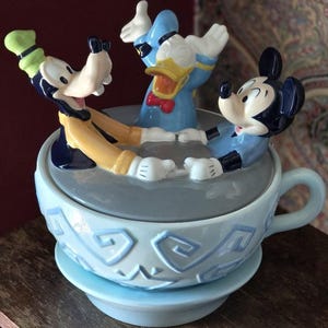 Vintage Retro Rare Mickey Mouse, Goofy & Donald Duck Teacup Cookie Jar  - Disney Collectible FREE SHIPPING