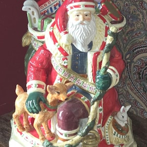 Vintage Rare Woodland Holly Santa Claus Collectible Cookie Jar  FREE SHIPPING