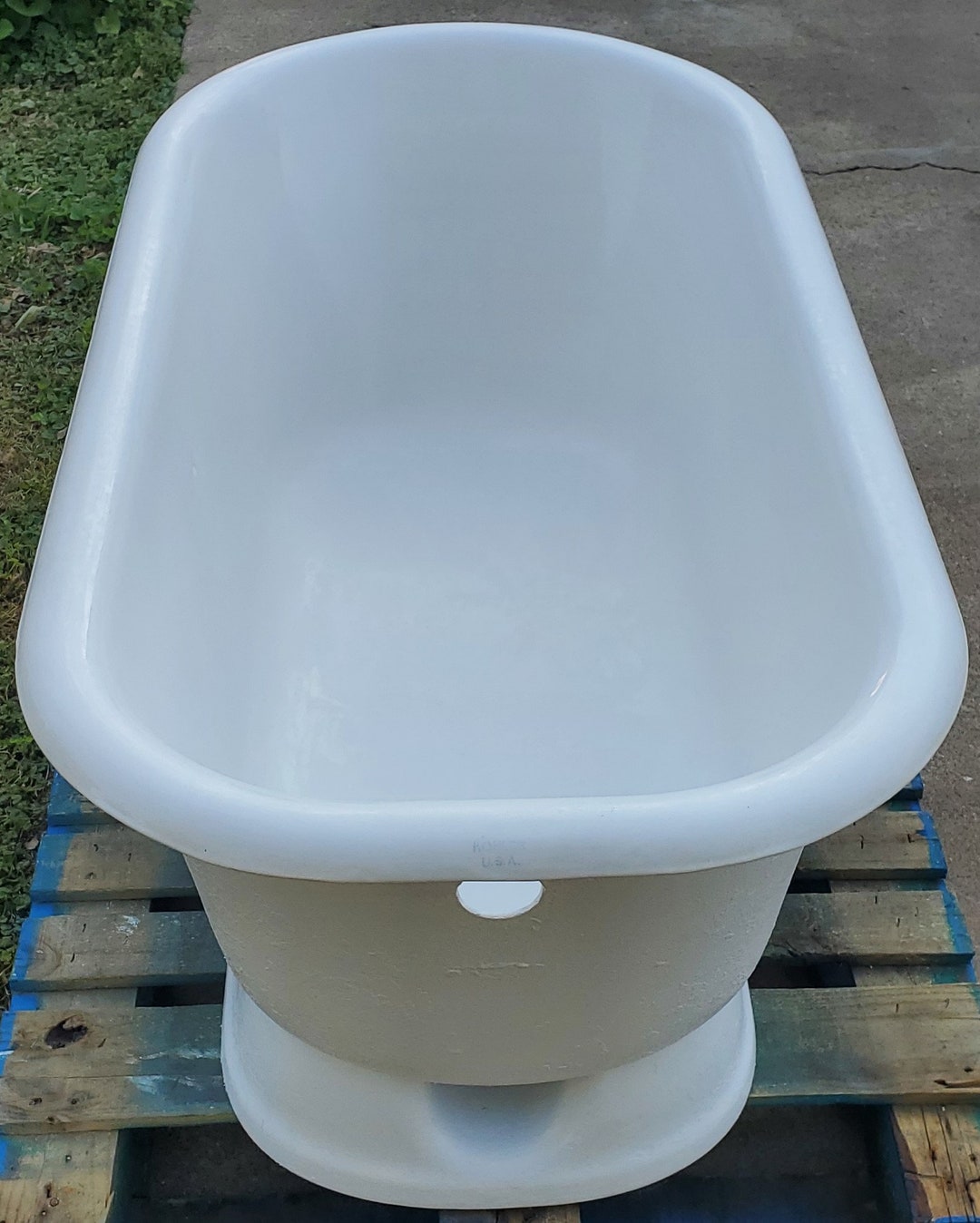 Antique Kohler Cast Iron Pedestal Bathtub Original Porcelain Date Stamped 8301928 Shipping