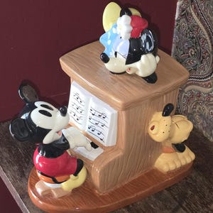 Vintage Original Rare Mickey & Minnie Mouse &#39; Goofy Piano Cookie Jar  - Disney Collectible FREE SHIPPING