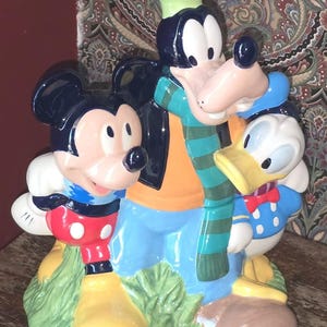 Vintage Retro Rare Mickey Mouse, Goofy & Donald Duck Cookie Jar - Disney Collectible - FREE SHIPPING