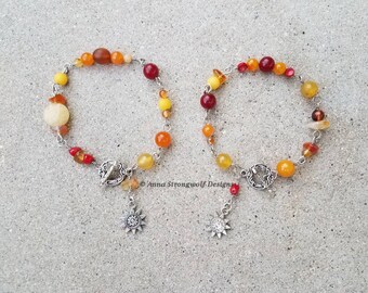 Elemental bracelets, fire elemental bracelets, Hestia, Apollo sun bracelets, zodiac bracelets, aries leo sagittarius bracelets