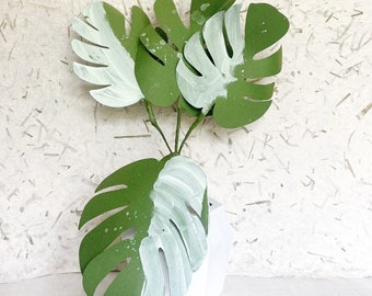 Faux Houseplant - Monstera Albo,Paper Plant Monstera, Colorful paper Plants for Home Decor, Plant Lover Gift,Plant Home Decor, Paper Flowers