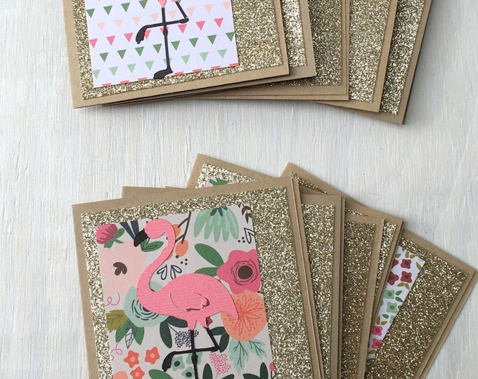 Flamingo Party Gift Tags Set Flamingo Print Gold Glitter - Etsy