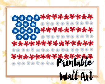 Patriotic Wall Art - USA Flag Wall Art, 8x10 print, Home of the Brave, 4th of July Decor, Printable Wall Decor, Red White Blue, Americana