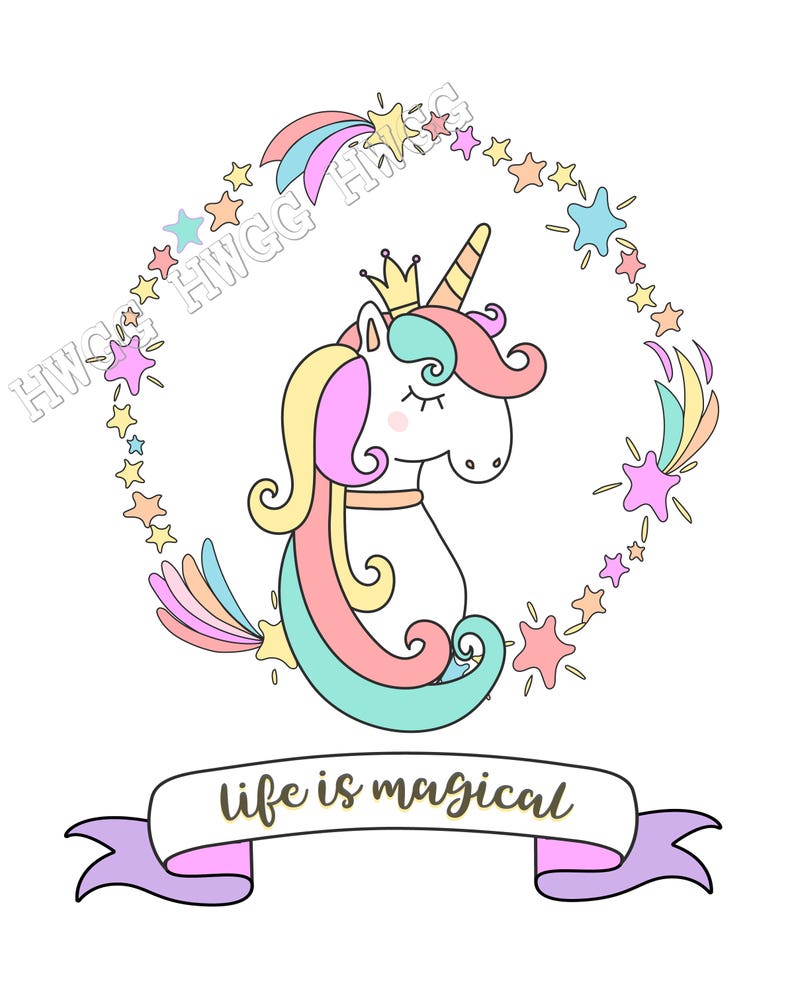 Nursery Wall Art 8x10 Wall Print, Unicorn Nursery Print, Baby Girl ...